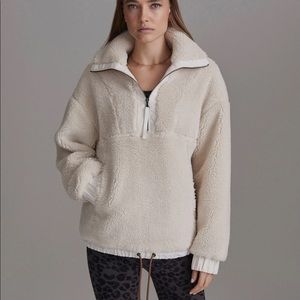 NWT Varley Appleton Half-zip Fleece Pullover Sweatshirt in Eggnog Medium